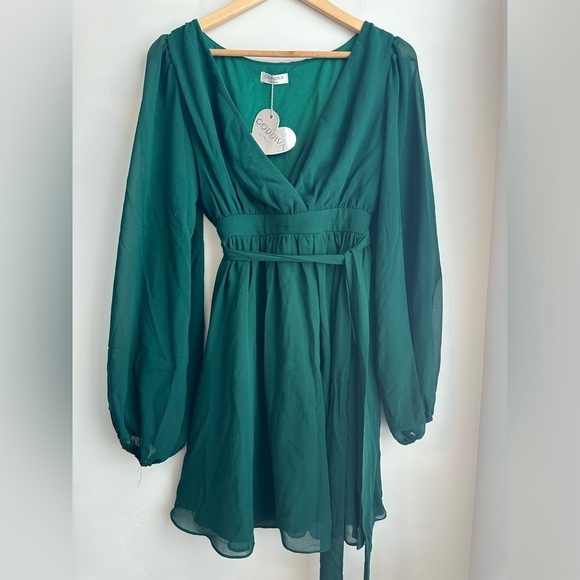 Goddiva Green Mini Dress - Picture 1 of 4